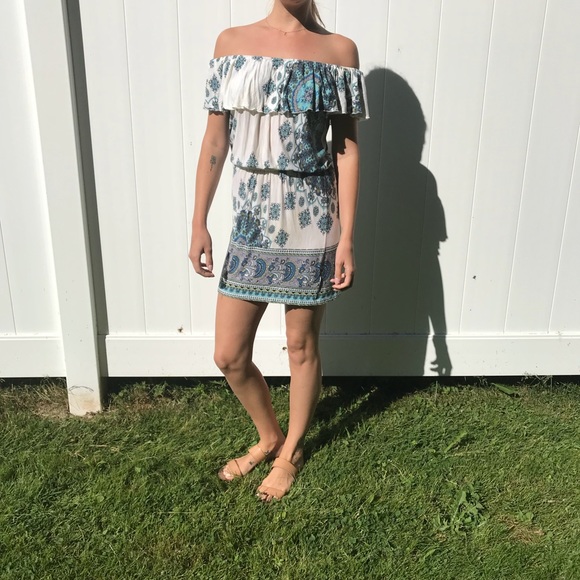 Women’s bohemian off the shoulder summer dress - Picture 1 of 2